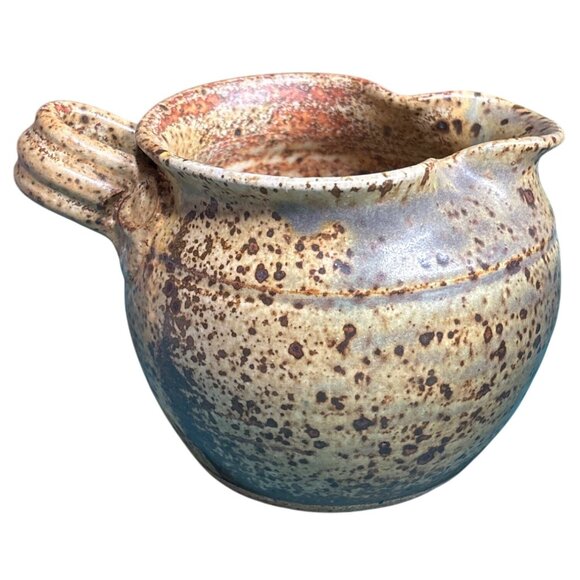 VTG Stoneware Syrup Small Pitcher By Artist Mayfield Handcrafted Michigan - Picture 3 of 9